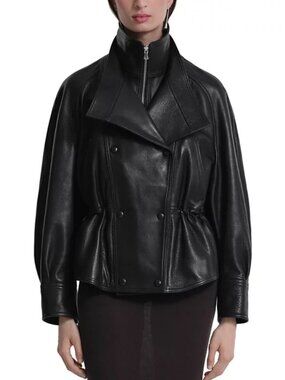 MSRP $1500 Nour Hammour NH365 Thalia Lamb Leather Jacket Size M Black NWT
